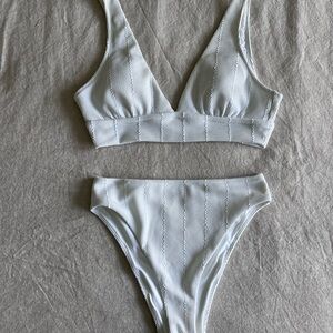 Aerie White Ribbed Bikini Set